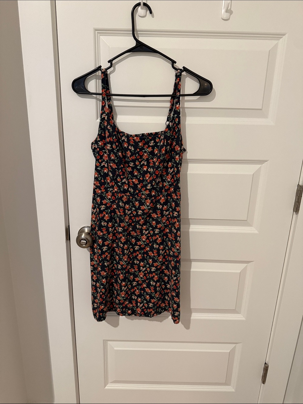 Old Navy Black Floral Slip Dress with Red Floral Print